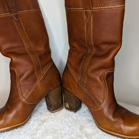 Timberland Waterproof Leather Heeled Boots in Caramel Brown - Picture 3 of 7